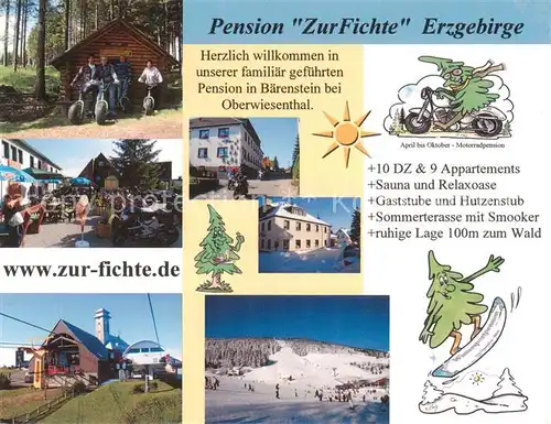 AK / Ansichtskarte 73858599 Baerenstein_Annaberg-Buchholz Pension zur Fichte Wintersportplatz Erzgebirge Baerenstein