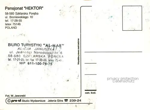 AK / Ansichtskarte  Szklarska_Poreba_Schreiberhau_Riesengebirge_PL Pensjonat Hektor Gastraeume 
