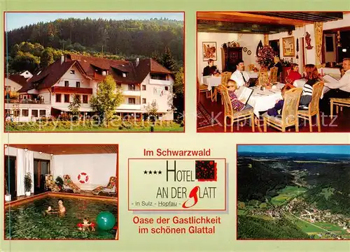 AK / Ansichtskarte  Hopfau_Sulz_Neckar Hotel an der Glatt Gaststube Hallenbad Fliegeraufnahme Hopfau_Sulz_Neckar