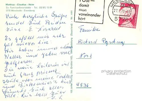 AK / Ansichtskarte  Eversberg Matthias Claudius Heim Eversberg