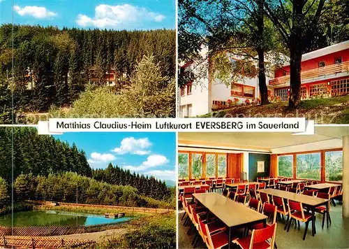 AK / Ansichtskarte  Eversberg Matthias Claudius Heim Panorama Freibad Speisesaal Eversberg