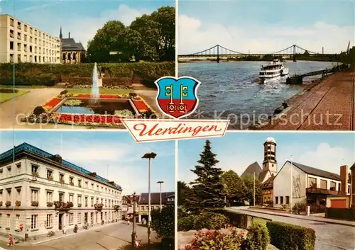 AK / Ansichtskarte 73858715 Uerdingen_Krefeld Park Motorschiff Hotel Kirche 