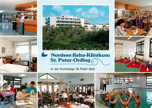 AK / Ansichtskarte 73858737 St_Peter_-Ording_Nordseebad Nordsee Reha Klinikum Rezeption Zimmer Speisesaal Gymnastik Hallenbad 