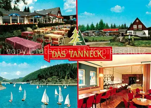 AK / Ansichtskarte  Schulenberg_Oberharz Hotel Restaurant Café Das Tanneck Stausee Okertalsperre Segeln Schulenberg_Oberharz