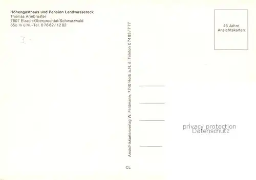 AK / Ansichtskarte 73858801 Oberprechtal Hoehengasthaus Pension Landwassereck im Schwarzwald Oberprechtal