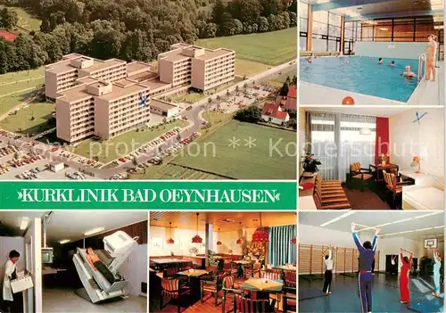 AK / Ansichtskarte  Bad_Oeynhausen Kurklinik Luftbild Hallenbad Gymnastikraum Restaurant Kuranwendungen Bad_Oeynhausen