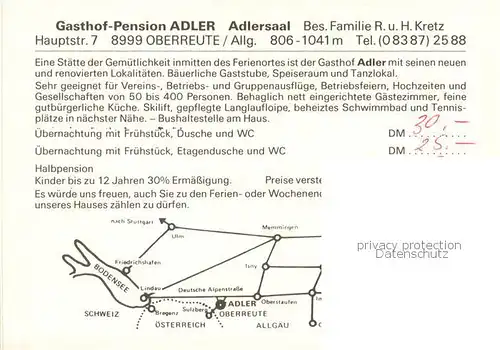 AK / Ansichtskarte 73858966 Oberreute Gasthof Pension Adler Oberreute