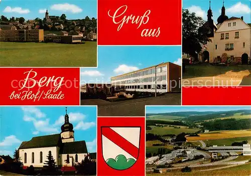 AK / Ansichtskarte  Berg_Oberfranken Panorama Kirche Fliegeraufnahme Berg Oberfranken