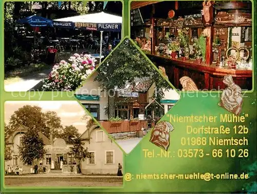 AK / Ansichtskarte  Niemtsch Niemtscher Muehle Biergarten Theke damals und heute Niemtsch