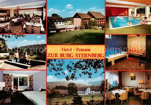 AK / Ansichtskarte  Linderhofe Hotel Burg Sternberg Gastraeume Hallenbad Sauna Zimmer Wassertreten Linderhofe