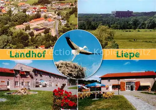 AK / Ansichtskarte  Liepe_Eberswalde Landhof Liepe Panorama Terrasse Storchennest Liepe Eberswalde