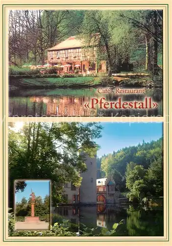 AK / Ansichtskarte 73859016 Mespelbrunn Cafe Restaurant Pferdestall Wasserschloss Denkmal Mespelbrunn