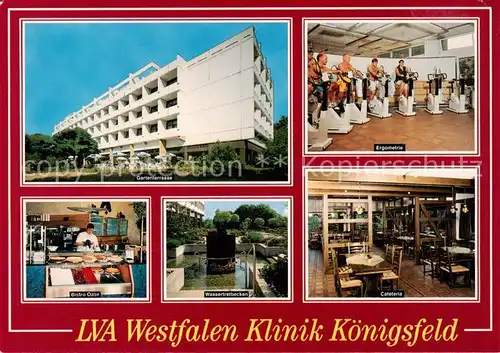 AK / Ansichtskarte  Ennepetal Klinik Koenigsfeld Gartenterrasse Ergometrie Bistro Oase Wassertretanlage Cafeteria Ennepetal