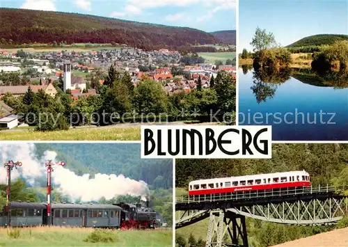 AK / Ansichtskarte 73859078 Blumberg__Baden mit Eichberg Naturschutzgebiet Zollhaus Sauschwaenzlebahn bei Fuetzen Dieseltriebwagen Biesenbach Viadukt 