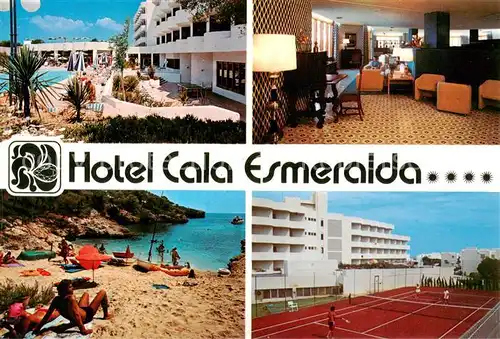 AK / Ansichtskarte 73859096 Cala_d_Or Hotel Cala Esmeralda Gastraum Strand Tennisplatz Cala_d_Or