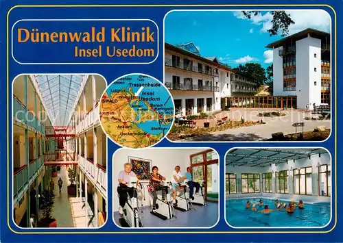 AK / Ansichtskarte  Insel_Usedom Duenenwald Klinik Trainingsraum Hallenbad Insel Usedom