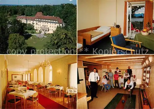 AK / Ansichtskarte 73859211 Bad_Aibling Kurklinik Alpenland mit Park Doppelzimmer Speisesaal Kegelbahn Bad_Aibling