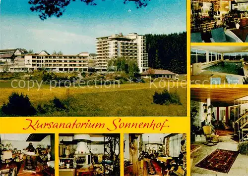 AK / Ansichtskarte 73859212 Luetzenhardt Kursanatorium Sonnenhof Gastraeume Kaminzimmer Hallenbad Luetzenhardt