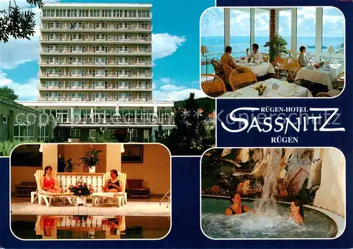 AK / Ansichtskarte  Sassnitz_Ostseebad_Ruegen Ruegen Hotel Sassnitz Hallenbad Gaststube Thermalbecken Sassnitz_Ostseebad_Ruegen