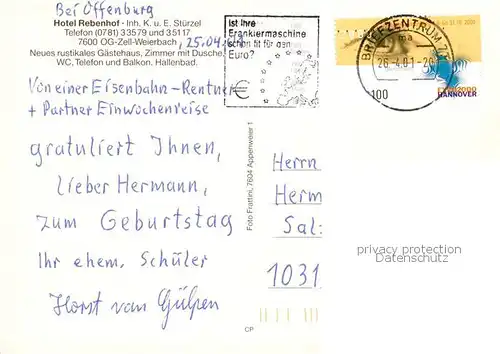 AK / Ansichtskarte 73859223 Zell-Weierbach Hotel Rebenhof Zell-Weierbach