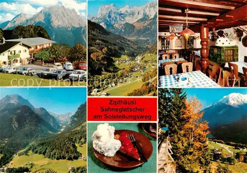 AK / Ansichtskarte  Ramsau__Berchtesgaden Berggasthof Zipfhaeusl Sahnegletscher am Soleleitungsweg Gaststube Panorama 