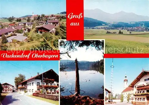 AK / Ansichtskarte  Vachendorf_Chiemsee Panorama Ortpartie Gondelteich Maibaum Vachendorf Chiemsee