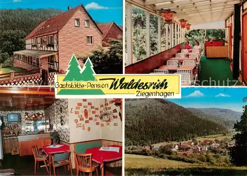 AK / Ansichtskarte  Ziegenhagen_Witzenhausen Gaststaette Pension Waldesruh Gastraeume Panorama Ziegenhagen Witzenhausen