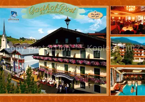AK / Ansichtskarte 73859255 Abtenau_AT Hotel Gasthof Post Gastraum Hallenbad 
