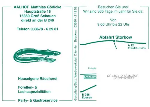 AK / Ansichtskarte  Gross_Schauen Aalhof Terrasse Theke Aalraeucherei Gross Schauen