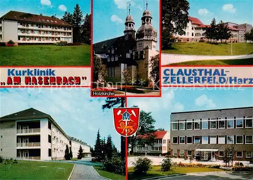 AK / Ansichtskarte 73859285 Clausthal-Zellerfeld Kurklinik Am Hasenbach Kirche Details Clausthal-Zellerfeld