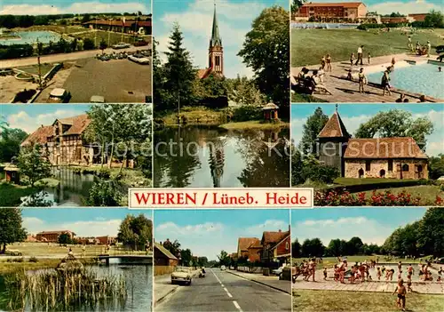 AK / Ansichtskarte  Wieren Teilansichten Blick zur Kirche Freibad Wieren