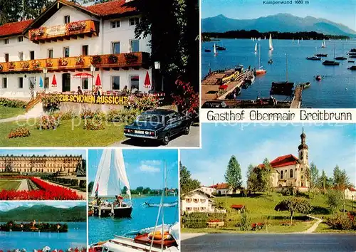 AK / Ansichtskarte 73859362 Breitbrunn_Chiemsee Gasthof Pension Zur schoenen Aussicht Segeln Chiemgauer Alpen Breitbrunn Chiemsee