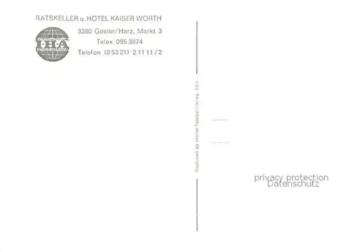 AK / Ansichtskarte 73859439 Goslar Hotel Kaiser Worth Ratskeller Goslar