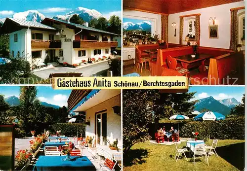 AK / Ansichtskarte  Schoenau_Berchtesgaden Gaestehaus Anita Gastraum Terrasse Garten Alpenblick Schoenau Berchtesgaden