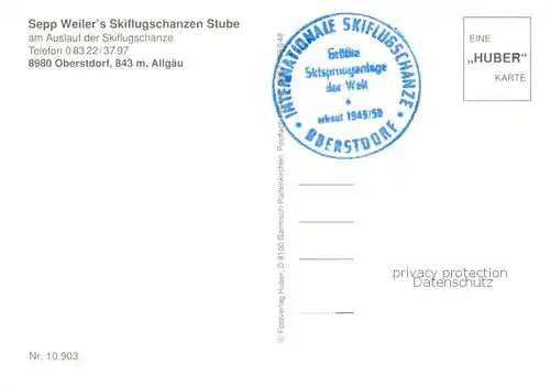 AK / Ansichtskarte  Oberstdorf Sepp Weilers Skiflugschanzenstube Holzschnitzereien Huber Karte Nr. 10.903 Oberstdorf