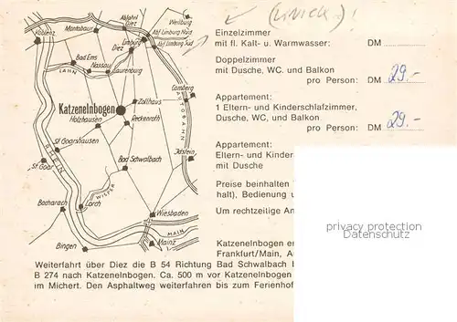 AK / Ansichtskarte  Katzenelnbogen Ferienhof im Michert Gastraum Fremdenzimmer Landschaft Viehweide Katzenelnbogen