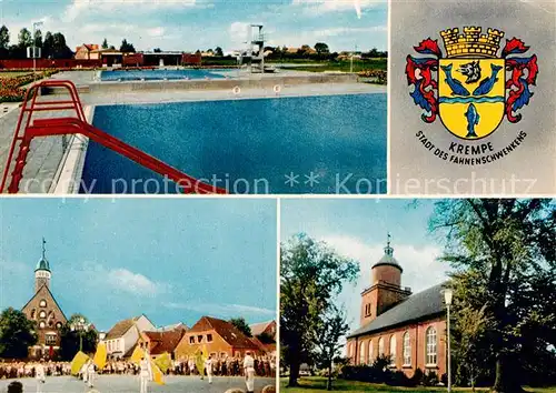 AK / Ansichtskarte  Krempe_Holstein Stadt des Fahnenschwenkens Freibad Kirche Krempe_Holstein