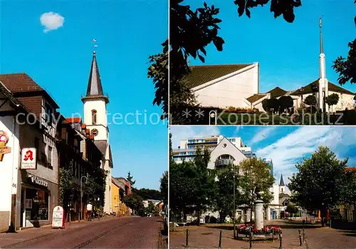 AK / Ansichtskarte  Friedrichsdorf_Taunus Ortsmotive mit Kirche Zentrum Denkmal Friedrichsdorf Taunus