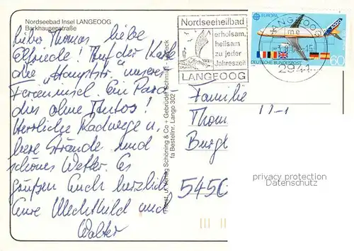 AK / Ansichtskarte 73859550 Langeoog_Nordseebad Barkhausenstrasse Langeoog_Nordseebad