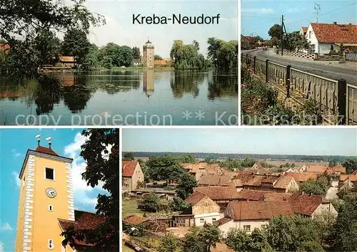 AK / Ansichtskarte 73859560 Kreba-Neudorf_Sachsen Hammerteich Neudorf Kirchturm Blick vom Wasserturm 