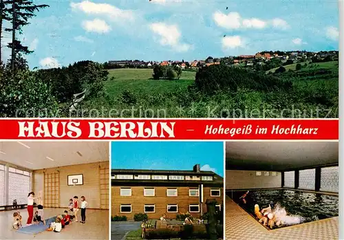 AK / Ansichtskarte 73859570 Hohegeiss_Harz Haus Berlin Schullandheim Jugendheim Hallenbad Gymnastikhalle Panorama Hohegeiss Harz
