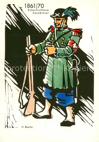 AK / Ansichtskarte  Schuetzensport Scharfschuetze Carabinier 1861/70 Schweizerische Nationalspende Schweizerische Rote Kreuz Kuenstlerkarte 