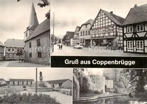 AK / Ansichtskarte  Coppenbruegge Kirche Hauptstrasse Fachwerkhaeuser Denkmal Burg Coppenbruegge