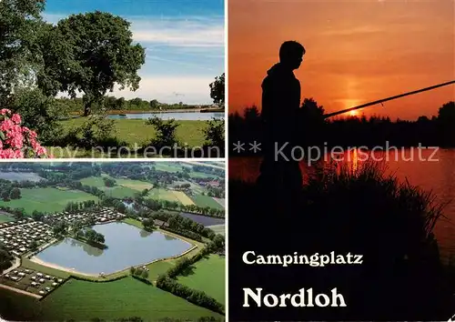 AK / Ansichtskarte 73859671 Nordloh_Apen_Ammerland Campingplatz Angeln Sonnenuntergang Luftaufnahme 