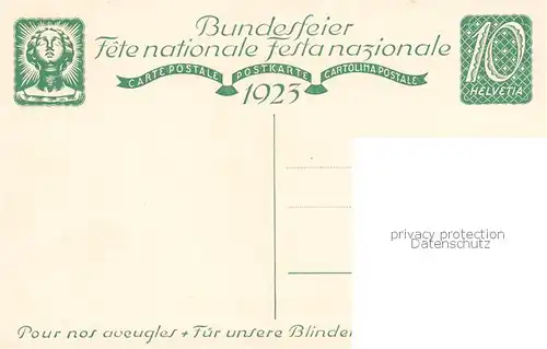 AK / Ansichtskarte  Bundesfeier_Schweiz a.G. Wolfsberg Zuerich Fuer unsere Blinden 