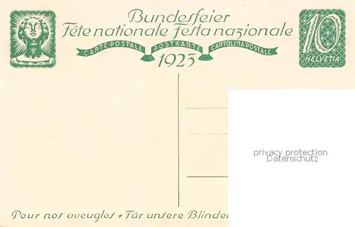 AK / Ansichtskarte  Bundesfeier_Schweiz a.G. Wolfsberg Zuerich Fuer unsere Blinden 