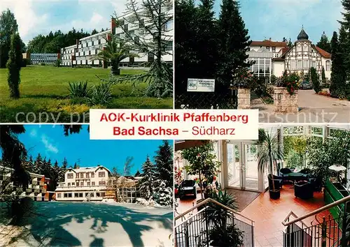 AK / Ansichtskarte  Bad_Sachsa_Harz AOK Kurklinik Pfaffenberg Teilansichten Eingang Bad_Sachsa_Harz