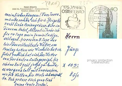 AK / Ansichtskarte  Travemuende_Ostseebad Hotel Atlantic  Bar Gastraum Travemuende_Ostseebad