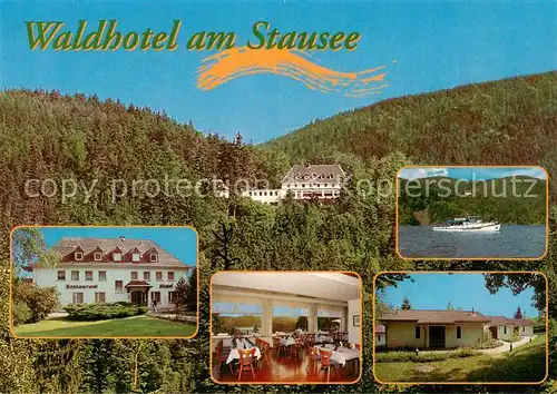 AK / Ansichtskarte  Bucha_Gosswitz_Saalfeld Waldhotel am Stausee Gastraum Bungalows Fahrgastschiff 
