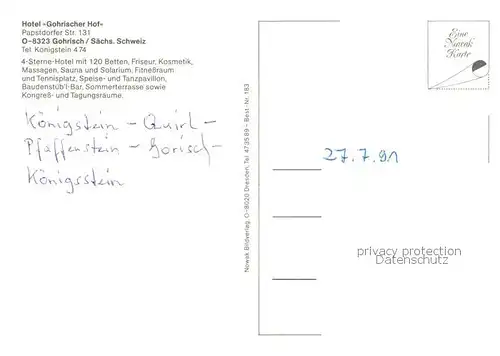 AK / Ansichtskarte  Gohrisch Hotel Gohrischer Hof Freiterrasse Gastraeume Gohrisch